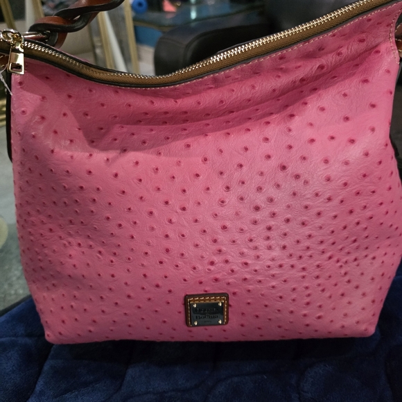 Dooney & Bourke Vibrant Pink Ostrich Shoulder Bag - Picture 2 of 6